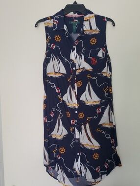 Lauren Ralph Lauren Navy Nautical Print Button-Up Shirt